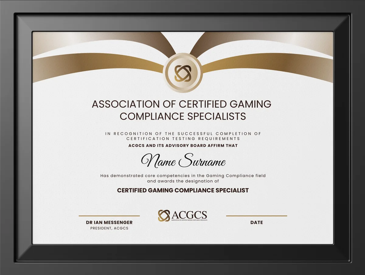 博彩合规认证证书